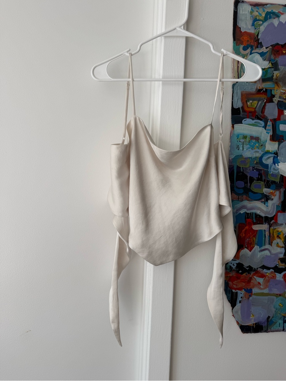 Aritzia Sunday Best Silk Tie Top White